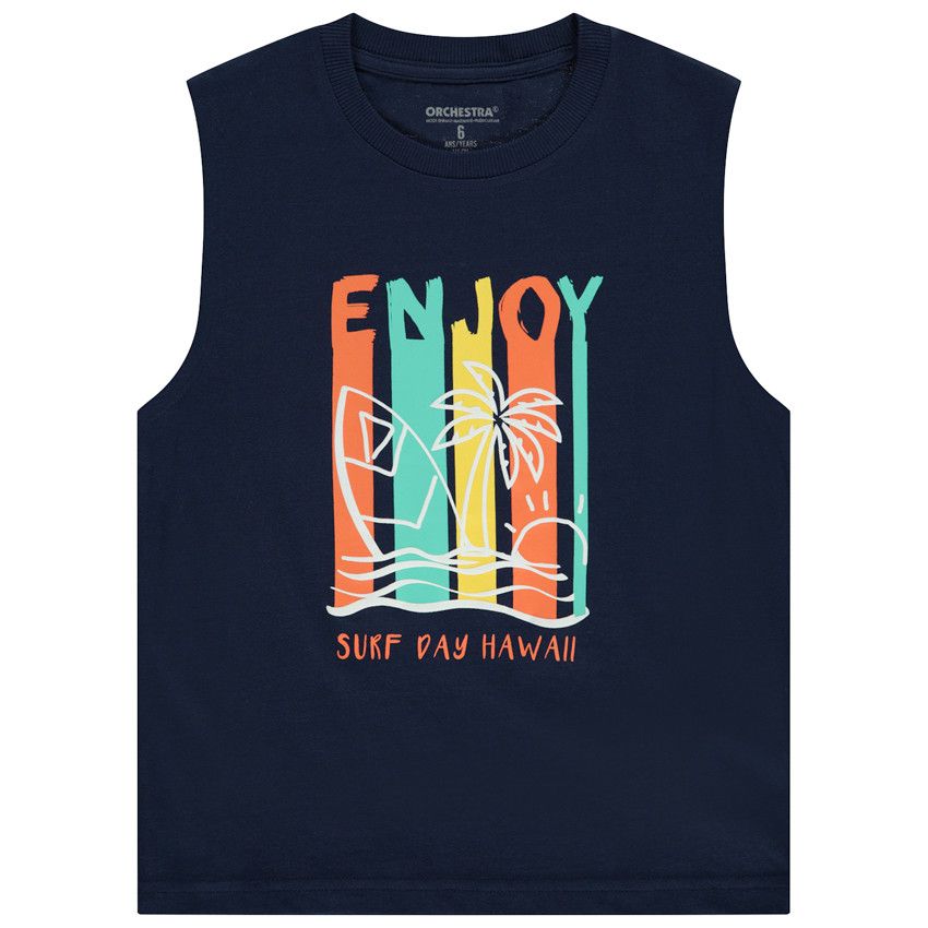 Débardeur print Enjoy Surf pour garçon - Bleu marine