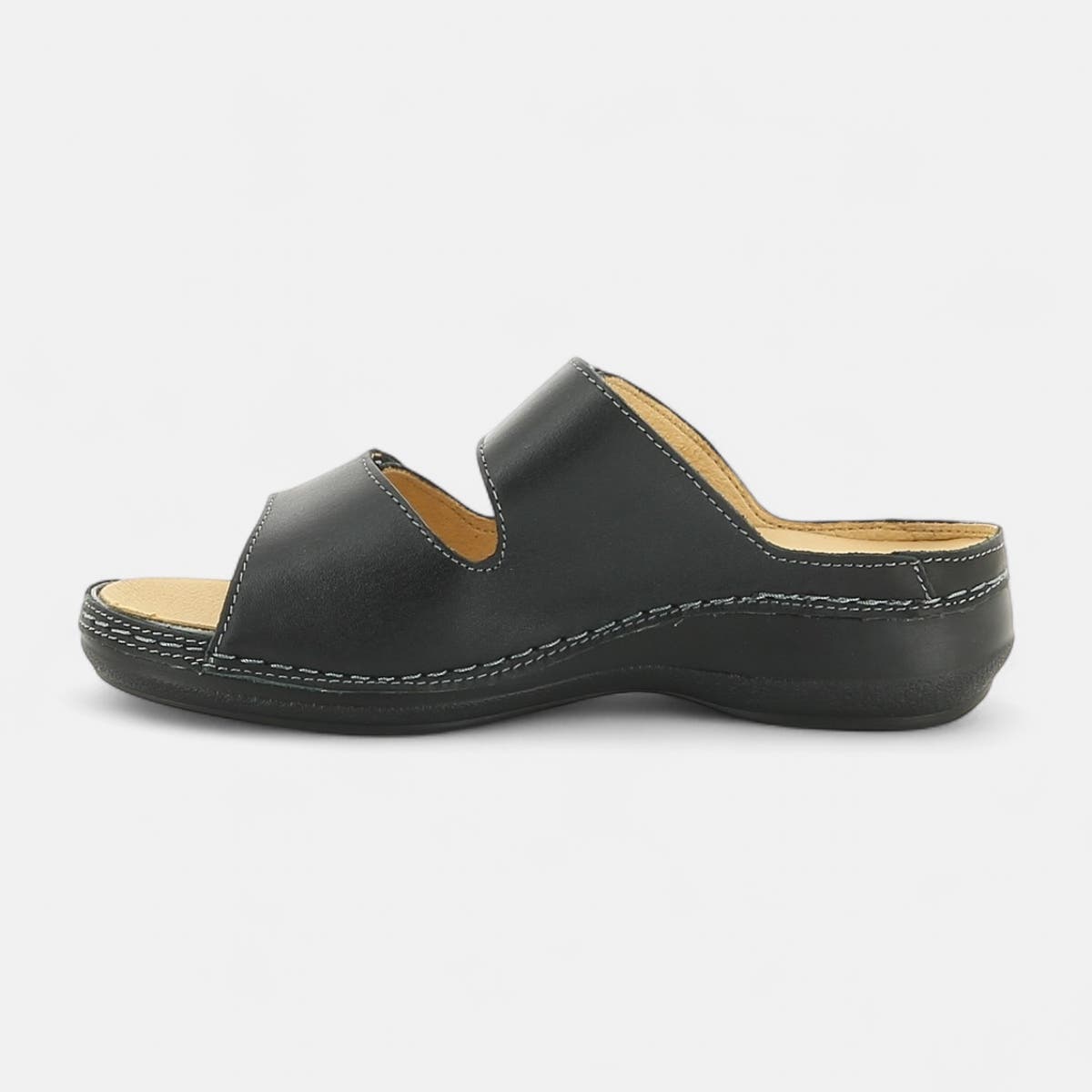 Nu-pieds confort Femme en cuir noir