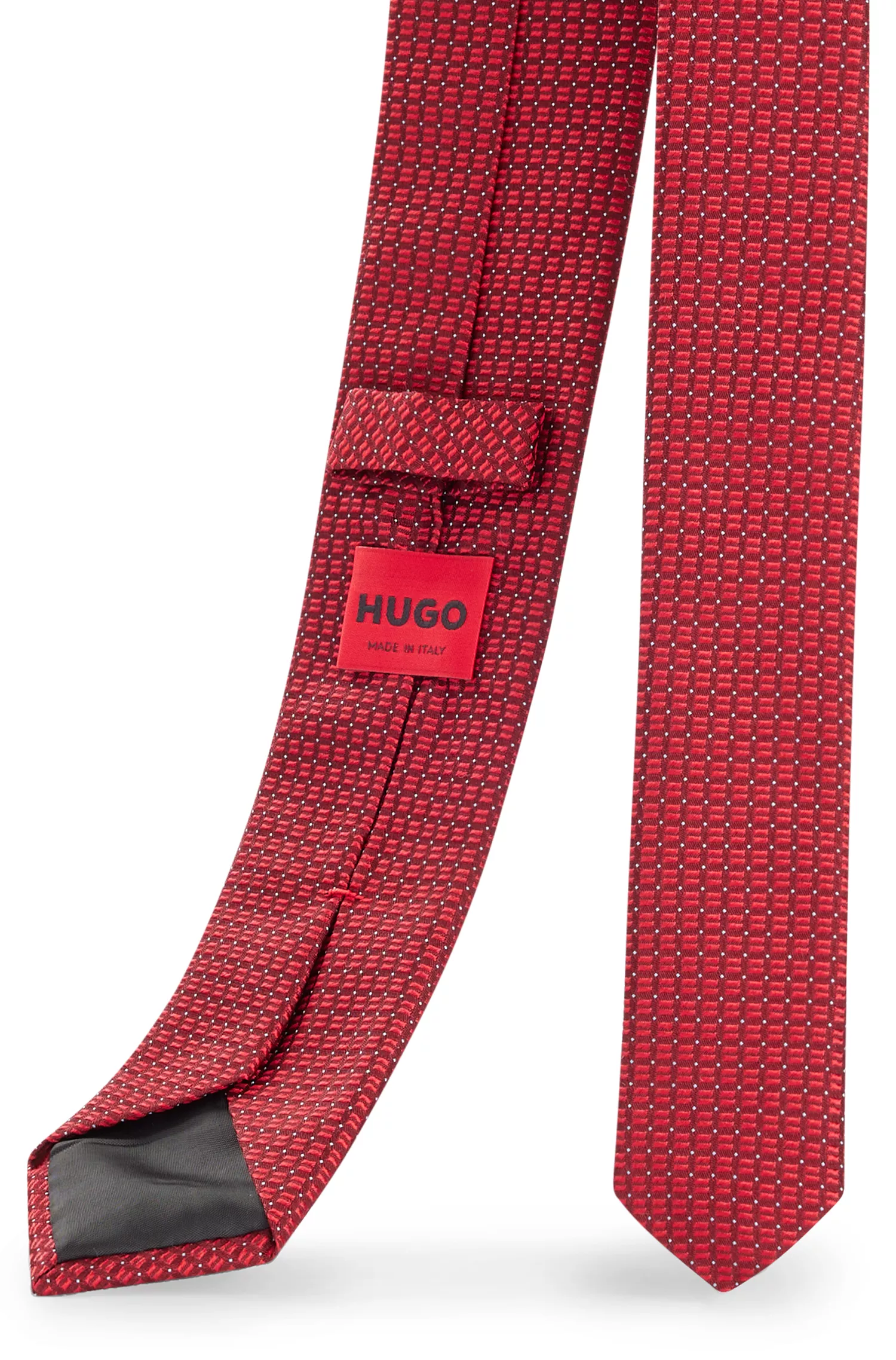 Gravata HUGO em jacquard de seda vermelha com estampa moderna.