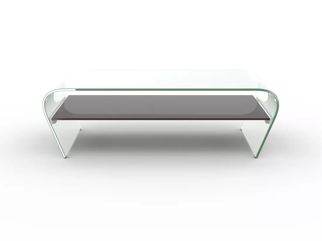 Table basse - Verre trempé - Tablette noire laquée - KELLY