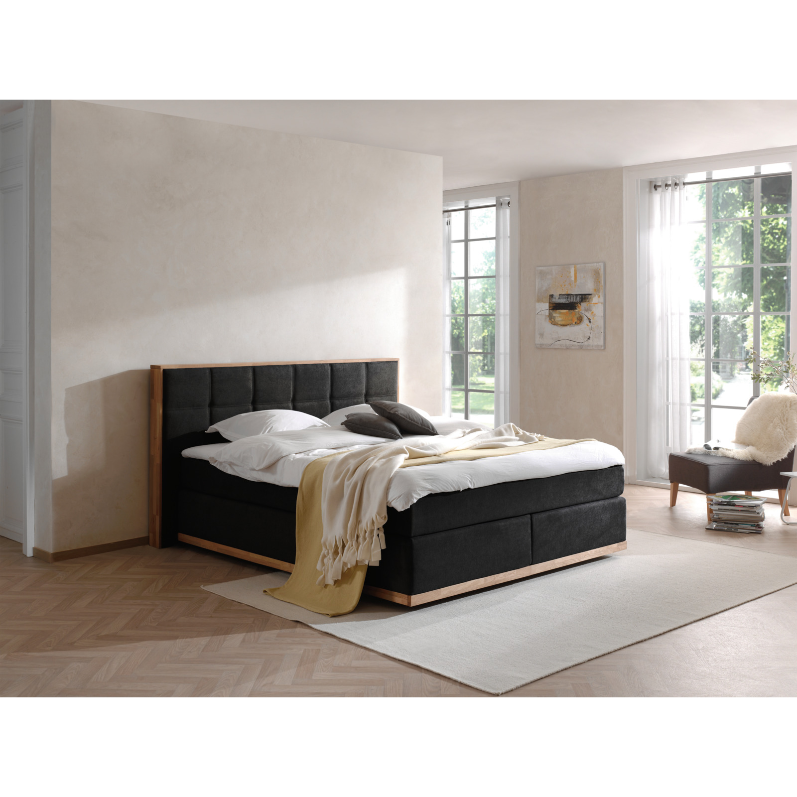 Boxspringbett Leonie 160 x 200 cm, schwarz