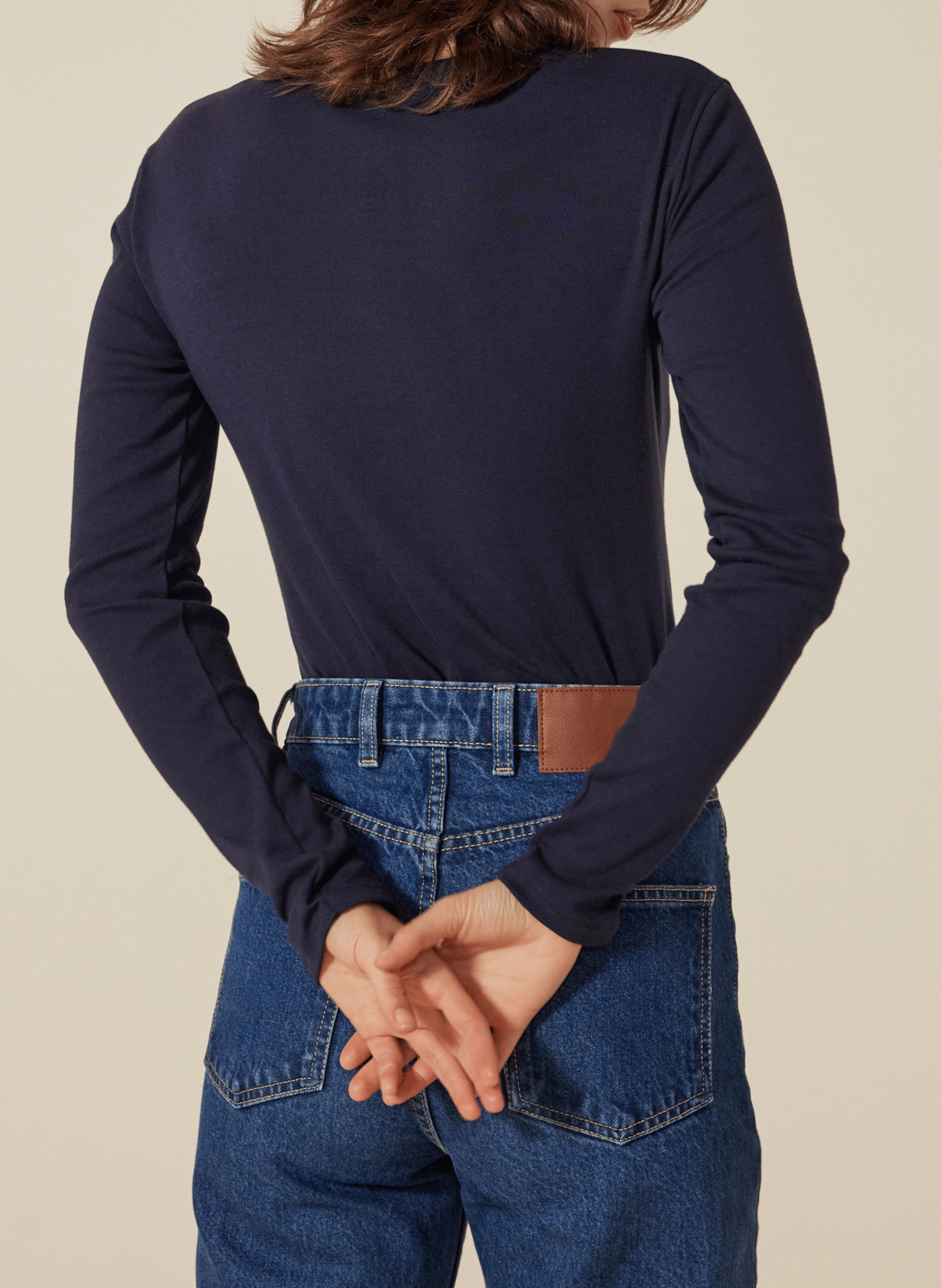 Tee-shirt col rond en coton | Bleu
