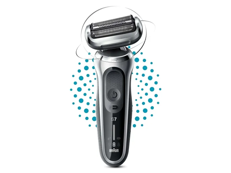 Braun Series 7 71-S1000s, Folie shaver, Sølv, AutoSense, 360° Adaptive system, Knapper, LED, Batteri