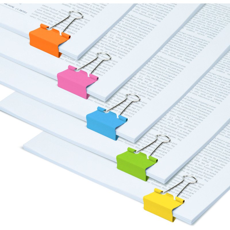 Pinces double clip 32 mm couleurs assorties - Boite de 10