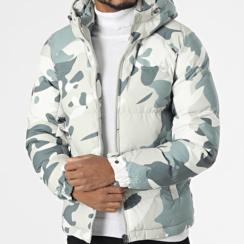 Doudoune Capuche Vert Camouflage