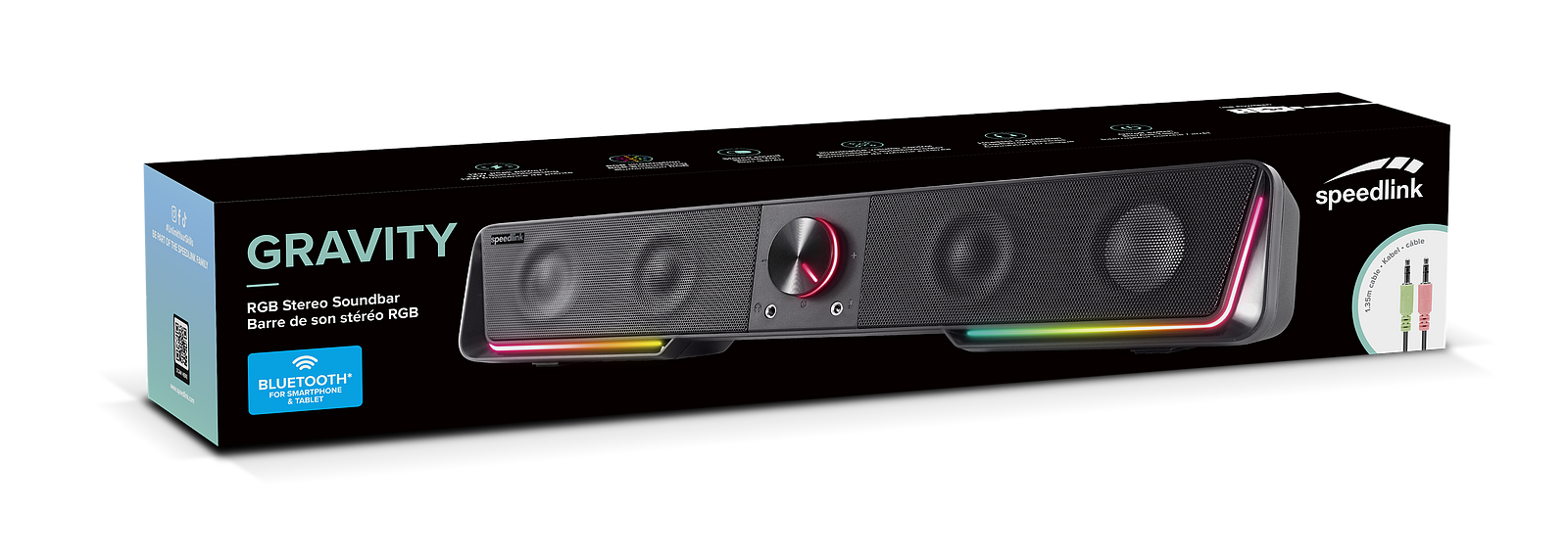 SPEEDLINK GRAVITY RGB Stereo Soundbar, black