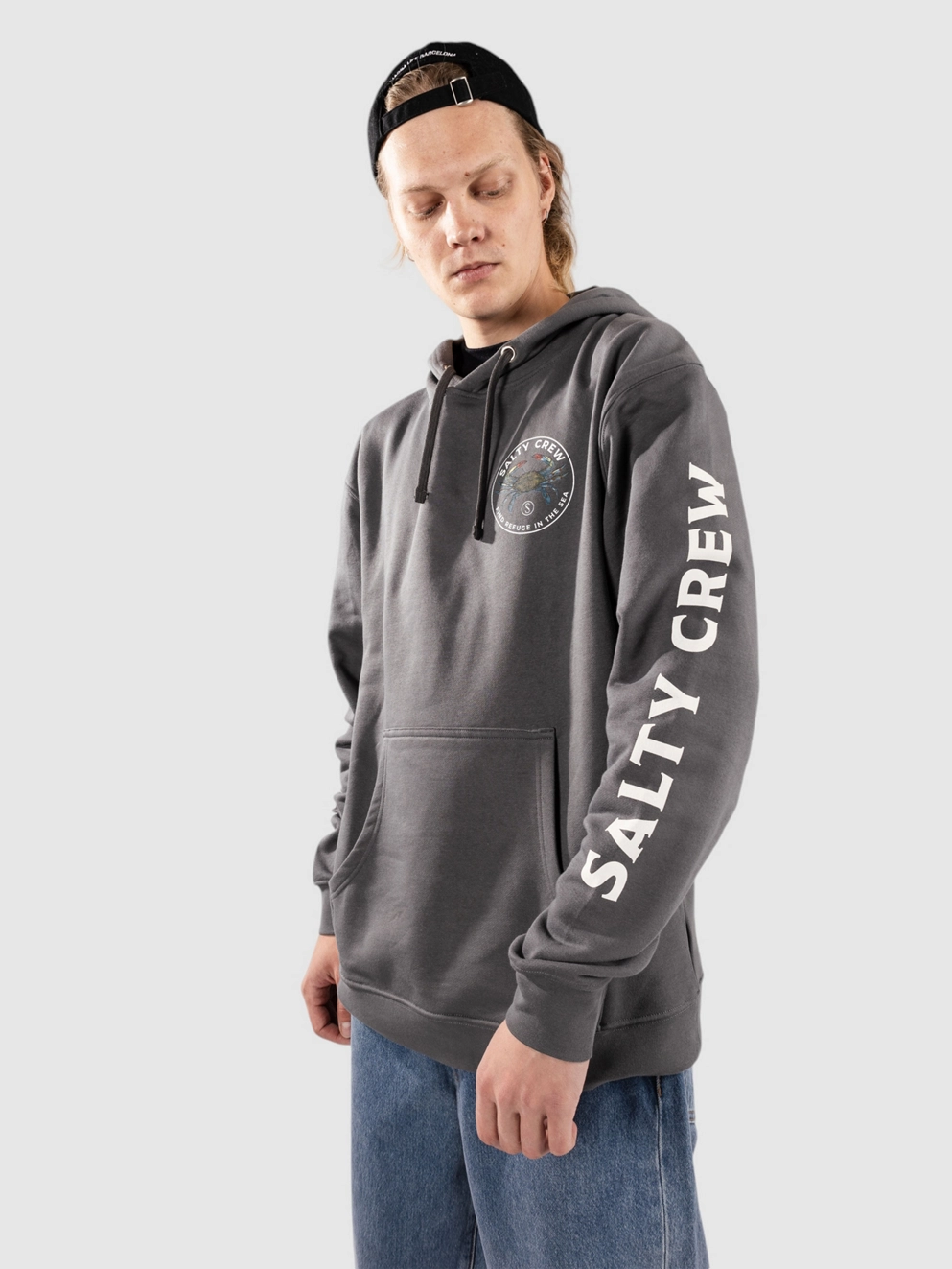 Salty Crew Blue Crabber Fleece Hoodie charcoal