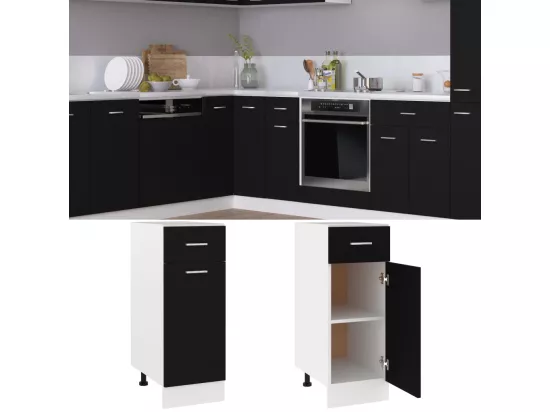 Armoire de plancher à tiroir Noir 30x46x81,5 cm Aggloméré