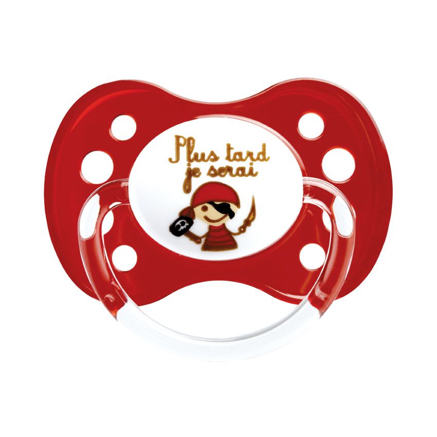 Sucette silicone 0-6 mois avec anneau - Marron