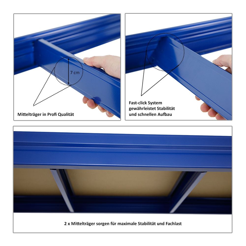 PROREGAL Mega Deal 3x In hoogte verstelbare werkbank Dino HxBxD 90 x 160 x 60 cm Draagvermogen 600 kg Blauw