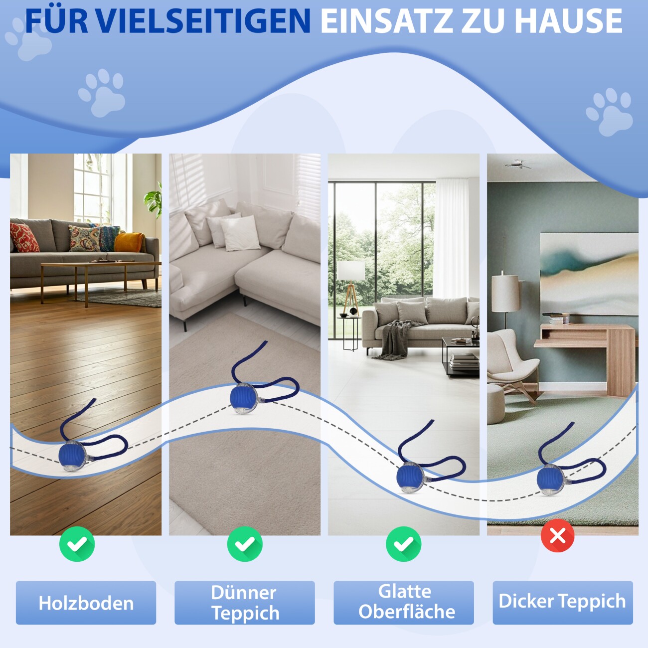 Petsation Interaktiver Katzenball blau