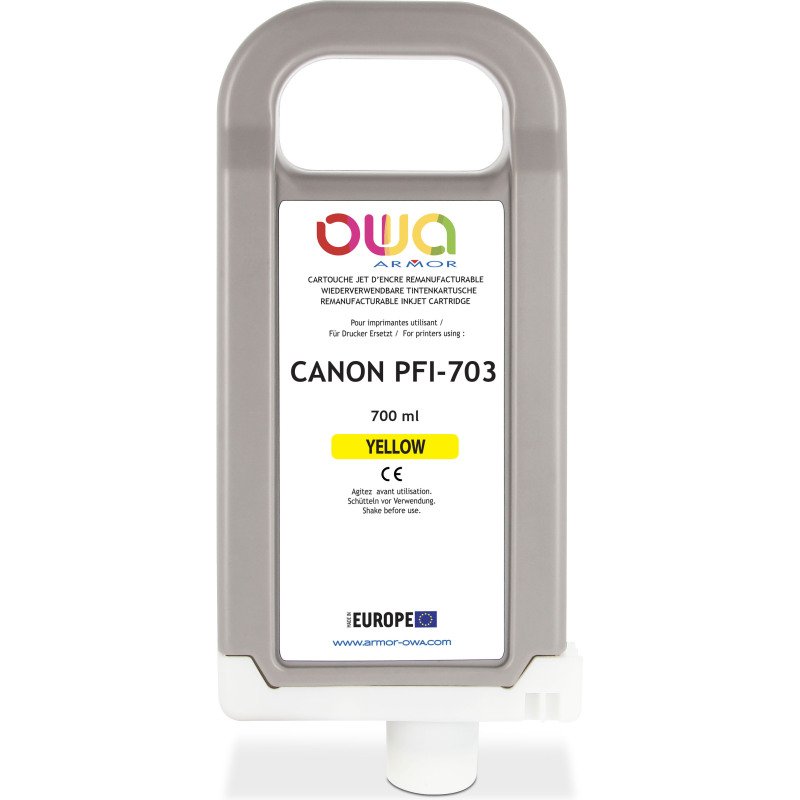 Cartouche d'encre traceur remanufacturable OWA - standard - Jaune - pour CANON PFI-703 Y