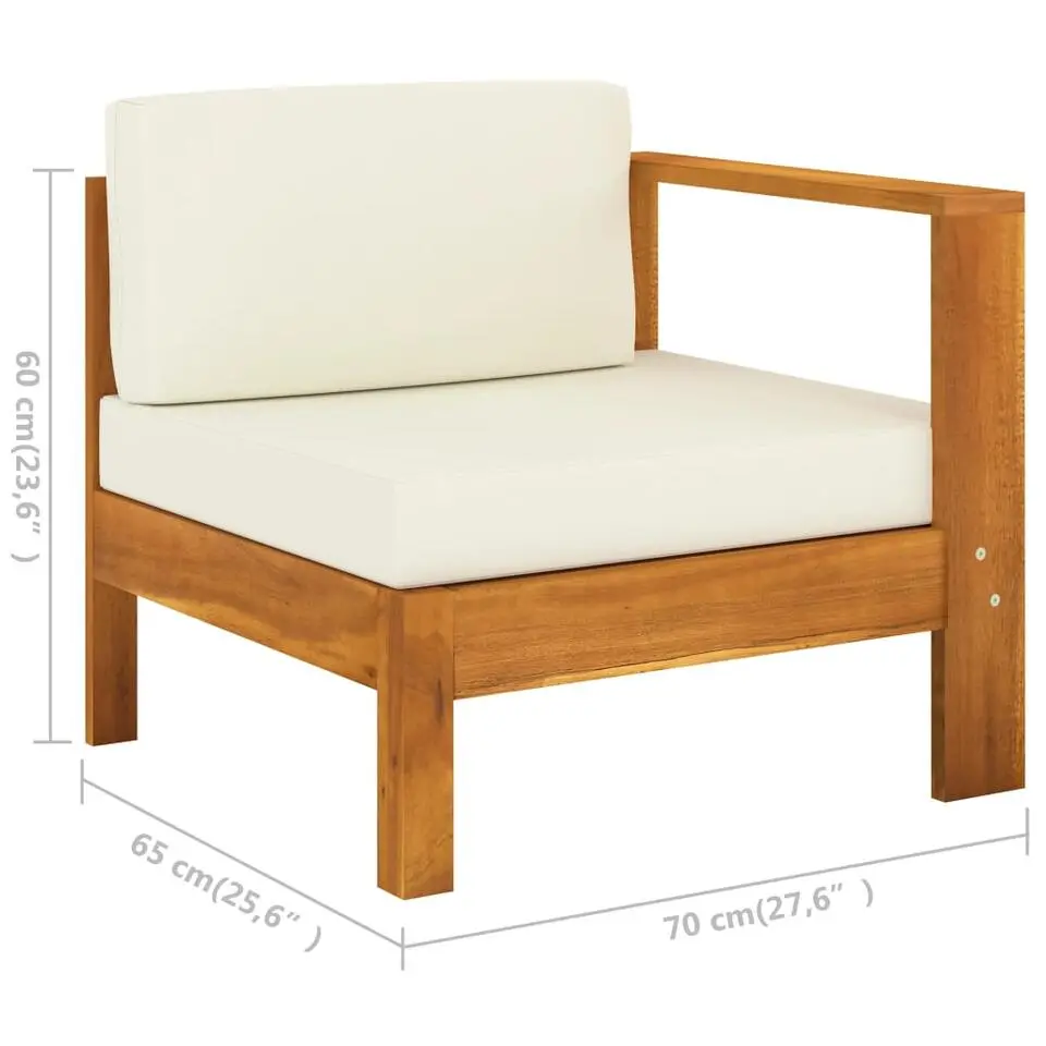 vidaXL - Loungeset wit - Acaciahout - 6 stuks - Met kussens - 100x60 cm
