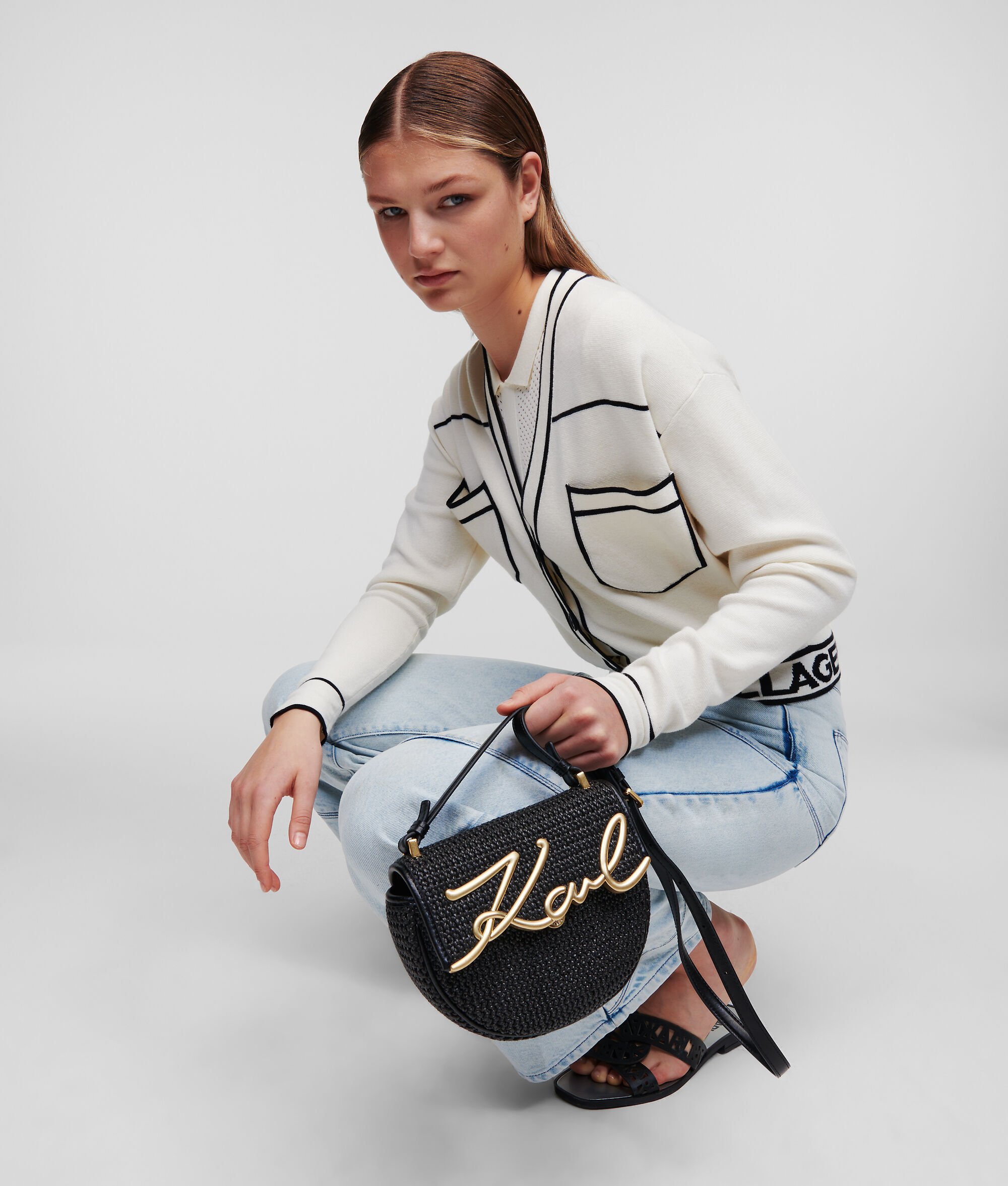 PETIT SAC SELLE K/SIGNATURE EN RAPHIA