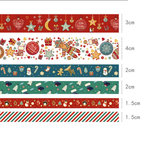 (6er Set) Weihnachts Washi Tape Deko Klebeband Bastel Masking Tape - Christmas
