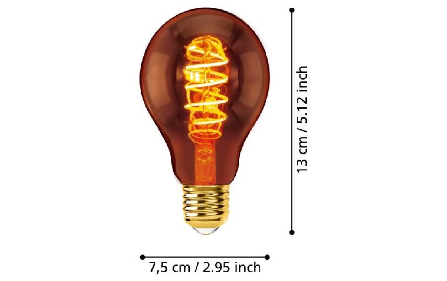 Lampe 4 W E27 WarmweissDeko-Leuchtmittel aus bedampftem Glas in Kupfer