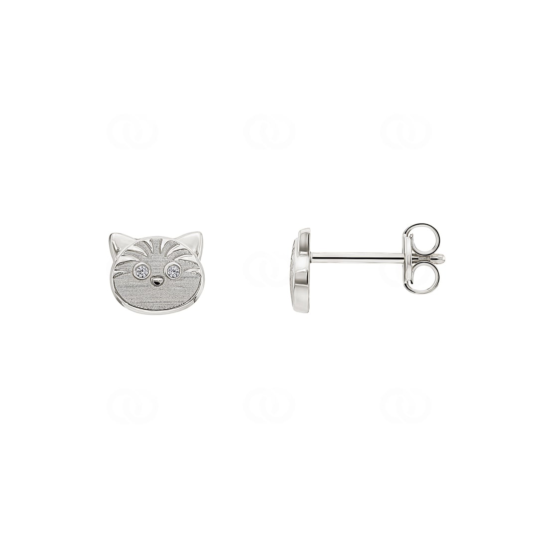 Ohrstecker 750/18 K Weissgold Katzen mit Zirkonia