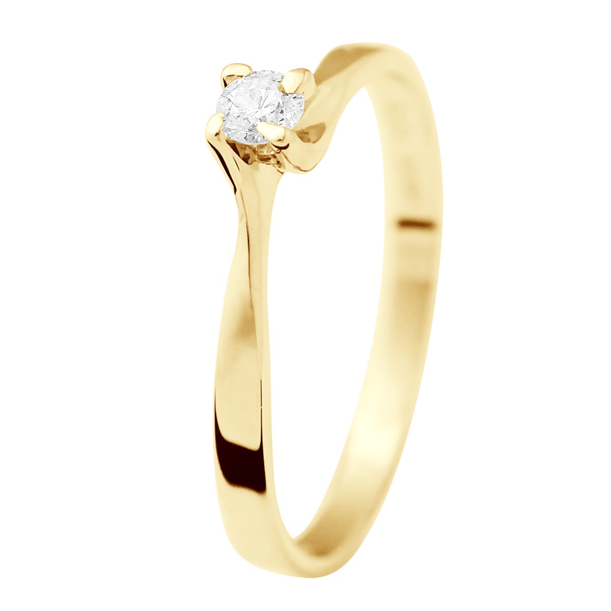 Solitaire Diamant 0,15 Cts 4 Griffes Or Jaune 18 Carats
