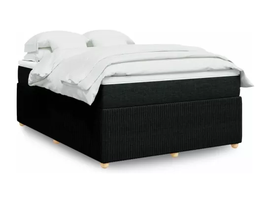 Sommier à lattes de lit avec matelas Noir 140x190 cm Tissu