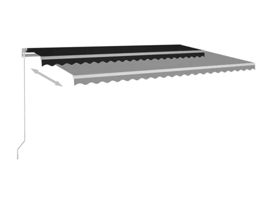 Auvent manuel rétractable avec LED 500x300 cm Anthracite