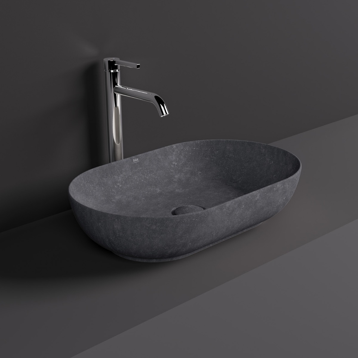 Rak Skin ovale waskom 55x35cm antraciet beton