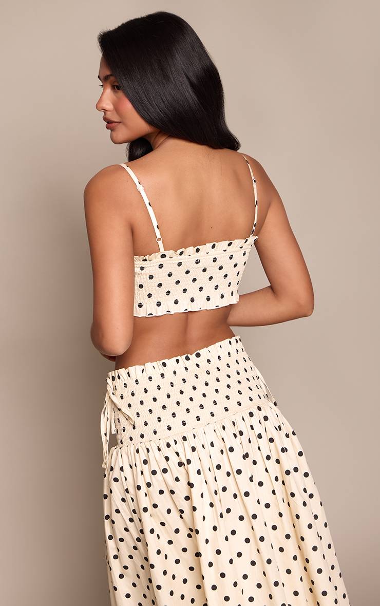 Butter Cream Top Froncé À Pois Couleur Crème