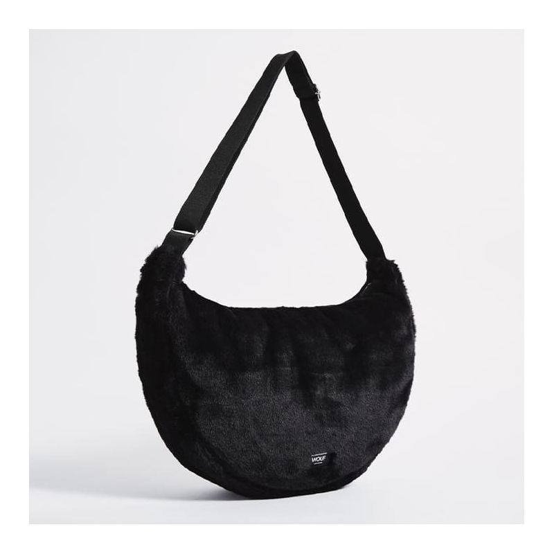 Sac bandoulière L 45 cm en fausse fourrure Black Forest
