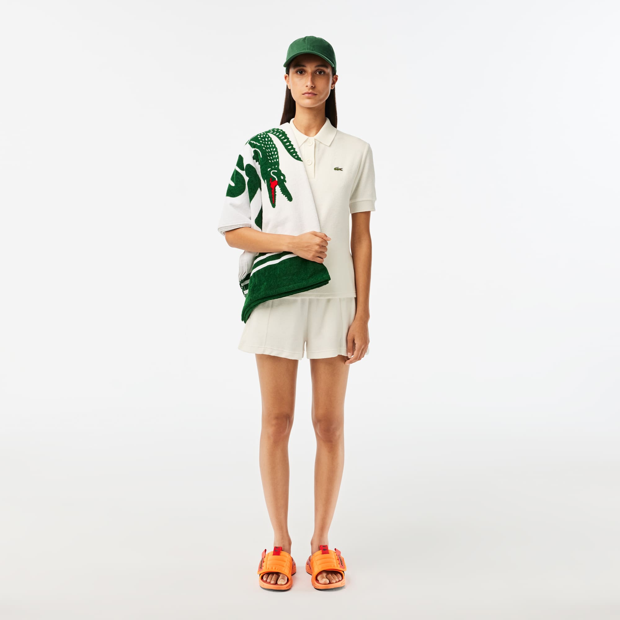 Polo femme Lacoste slim fit en éponge en coton biologique Manches Courtes - Blanc - Lacoste - Femme