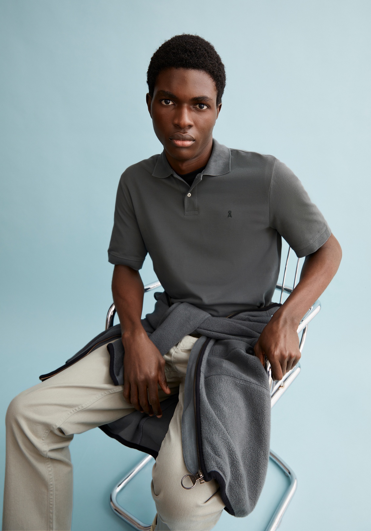 Armedangels Poloshirt Maario Space Steel