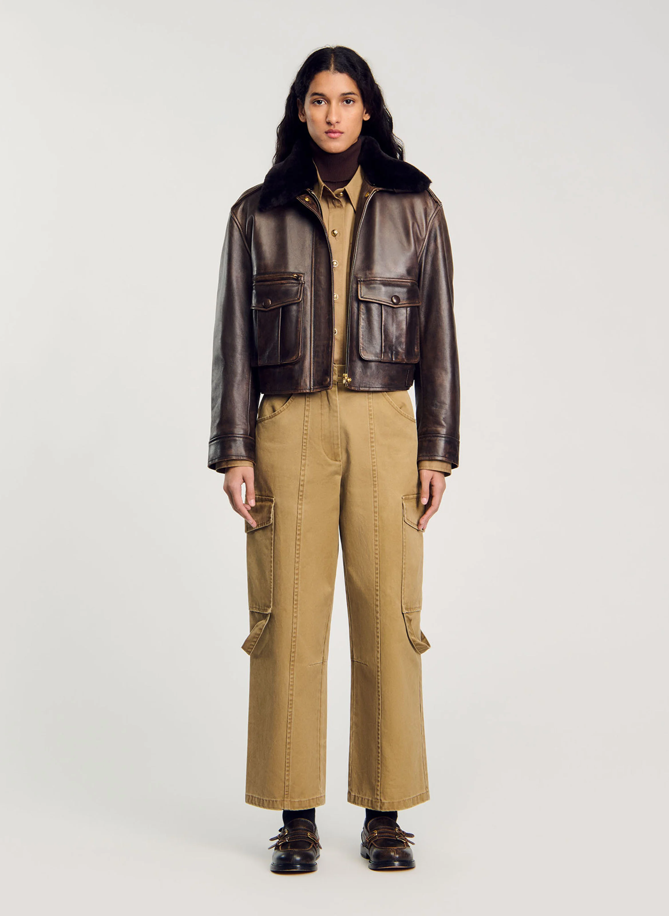 Pantalon cargo en coton | Kaki