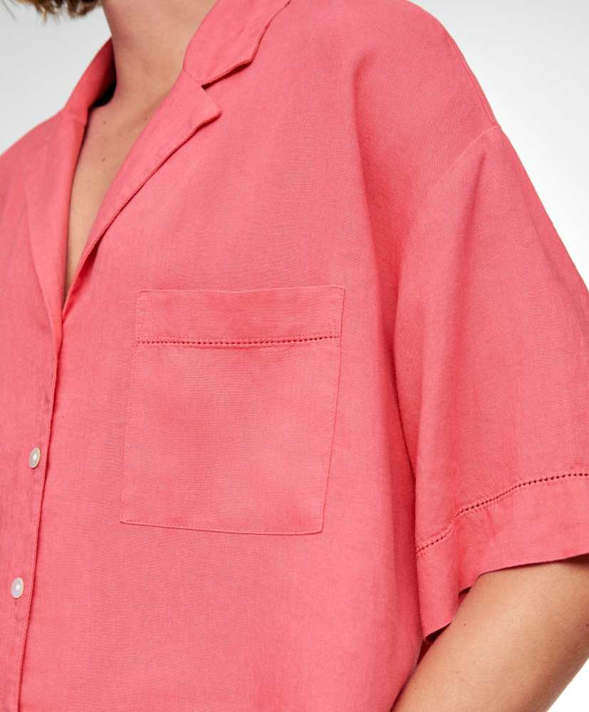 Camisa de linho de manga curta