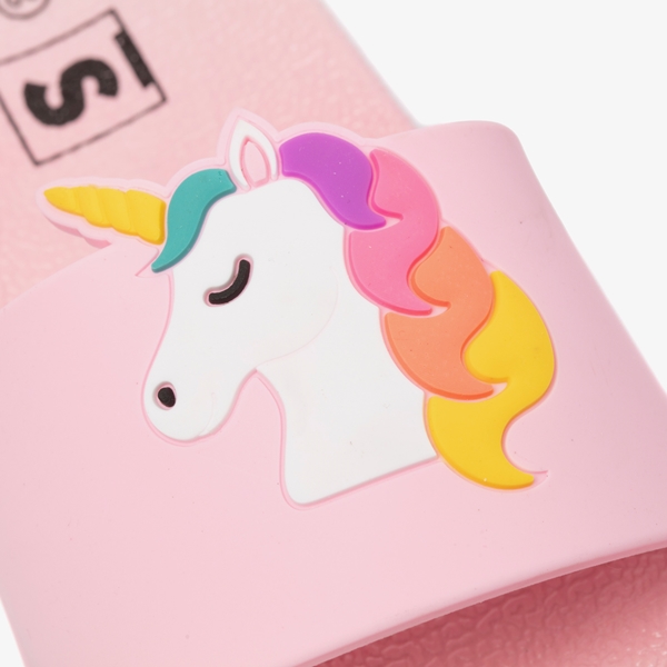 Meisjes badslippers roze met unicorn
