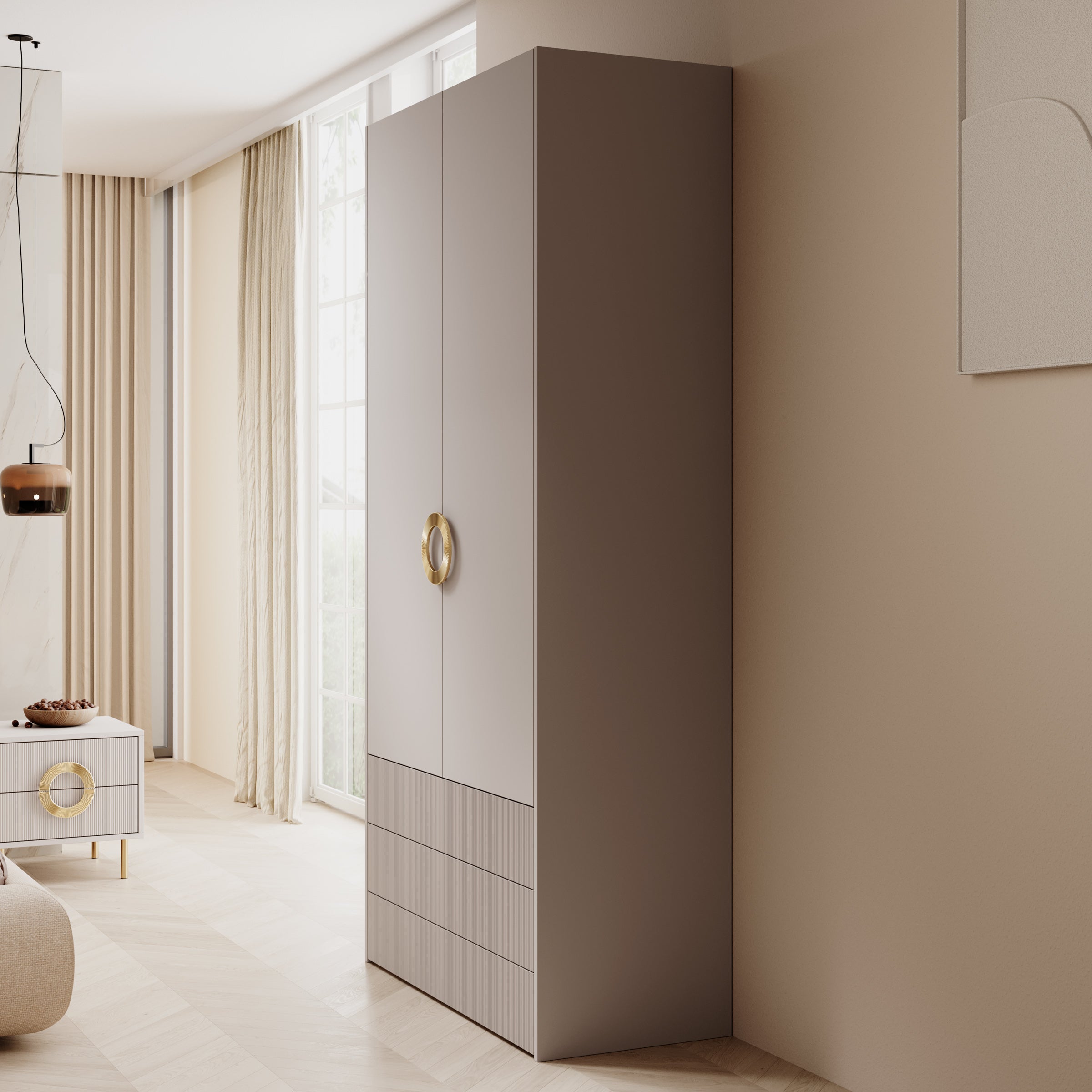 Meubella - Kledingkast Nyna - Beige - 100 cm