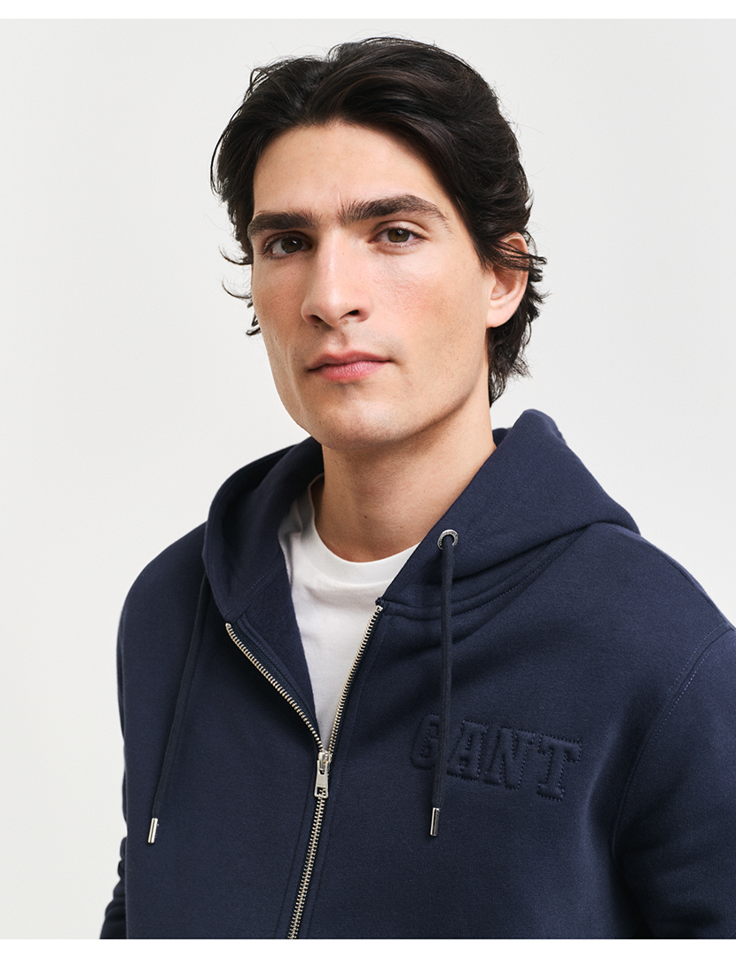 Embroidered Zip Sweatshirt Blue