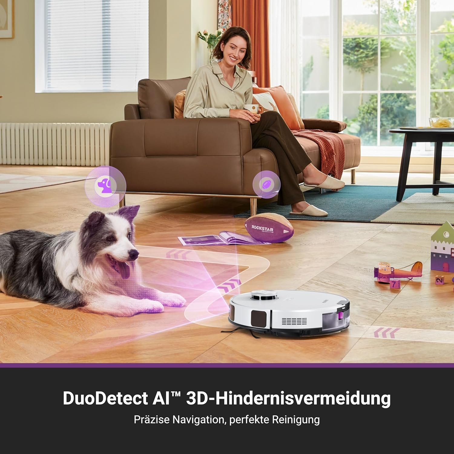 Eureka E20 Plus Saugroboter mit Absaugstation ohne Beutel, Staubsaugroboter 8000 Pa, Anti-Wickel, 180 Minuten Laufzeit, 3D Hindernisvermeidung, DuoDetect AI