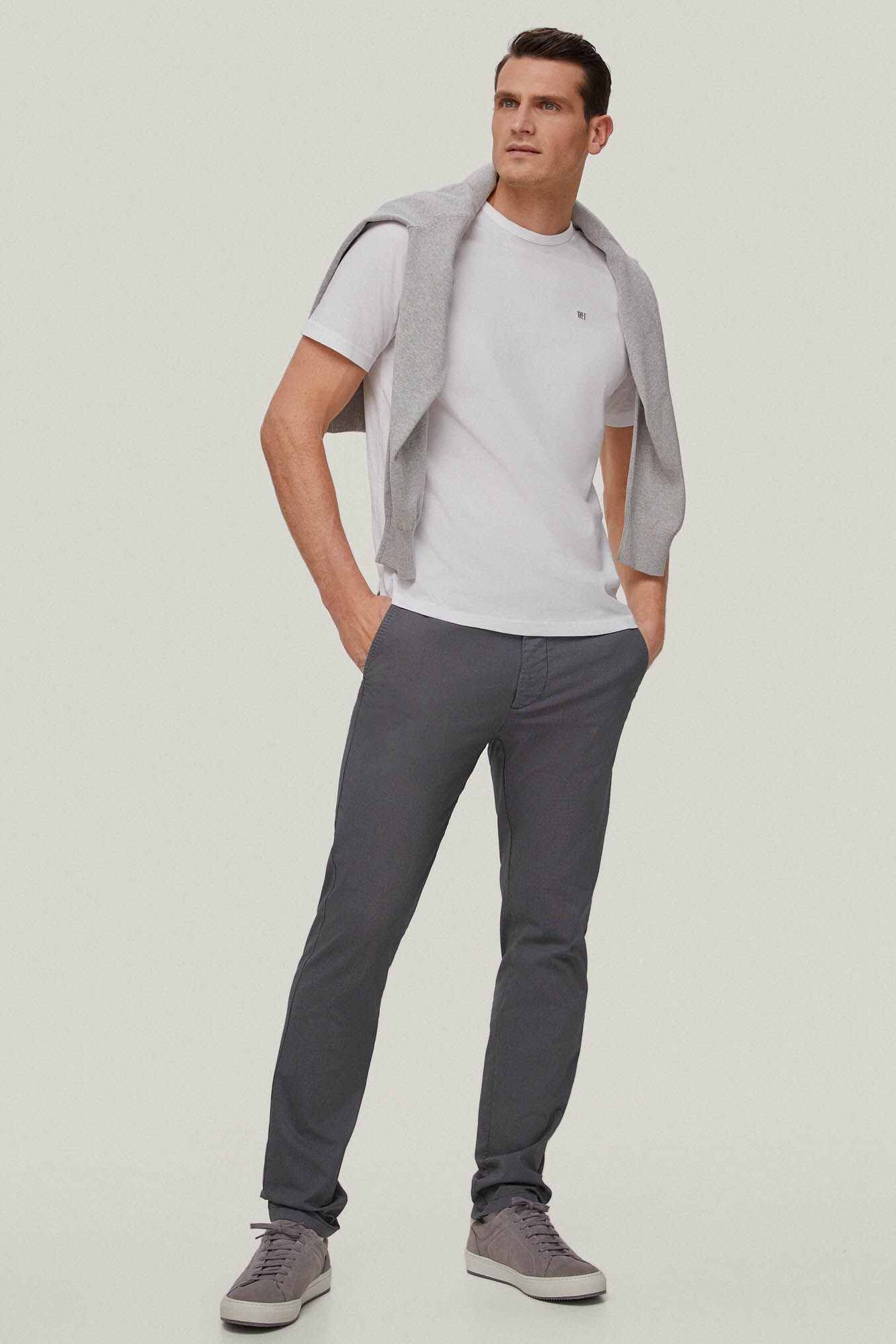 Calça chino slim fit leve - Cinza