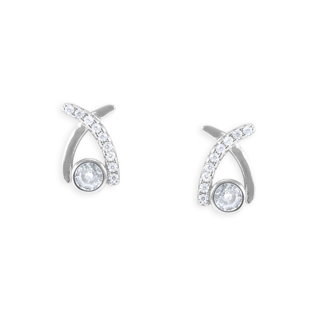 Boucles d'oreilles en argent 925 rhodié avec oxydes de zirconium