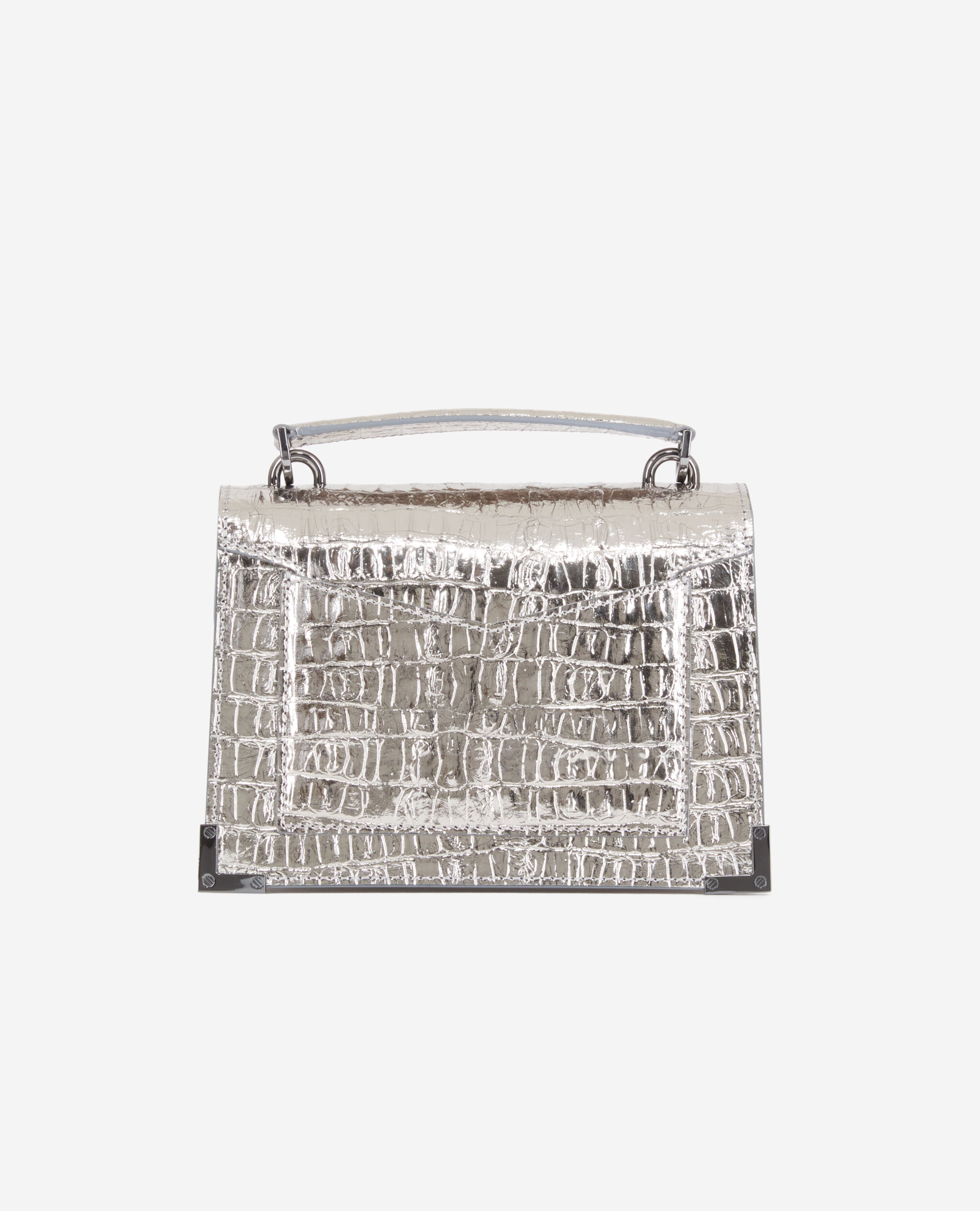 Sac Emily small effet crocodile cuir argenté