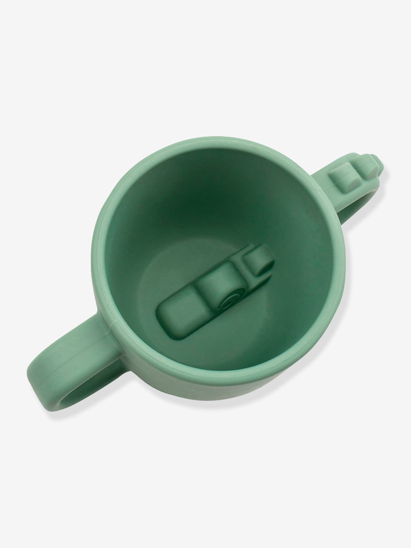Caneca de silicone DONE BY DEER Peekaboo Crocodile com 2 alças, azul claro liso