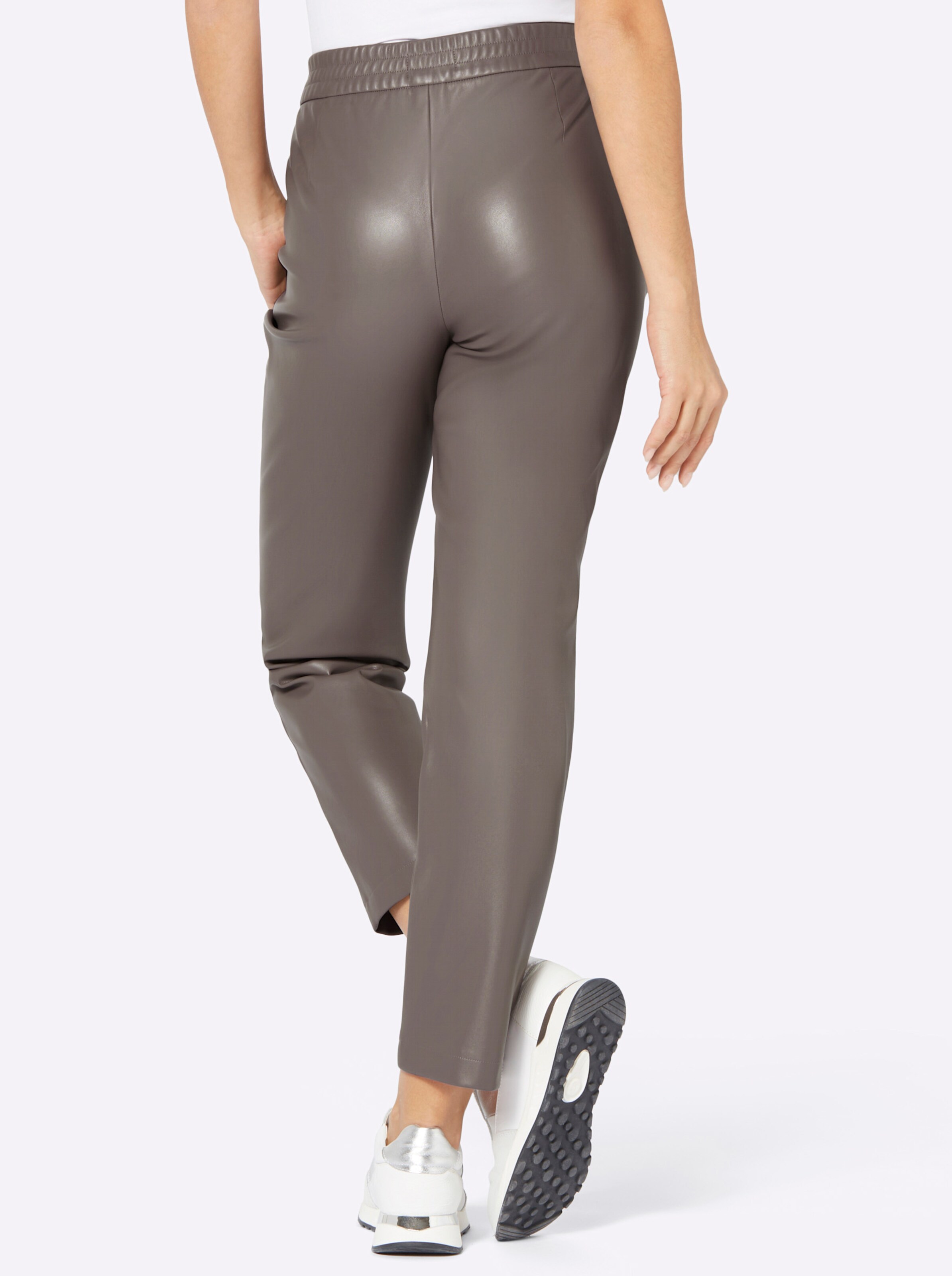Lederimitat-Hose in dunkeltaupe
