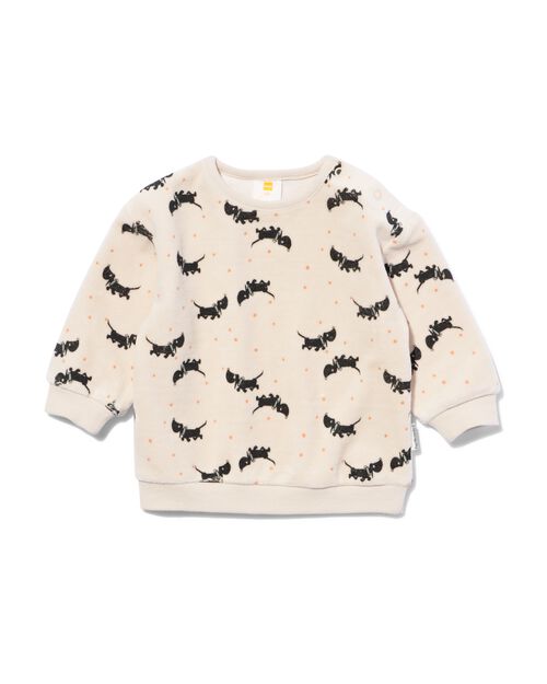 pull-over nouveau-né velours fleurs  gris clair