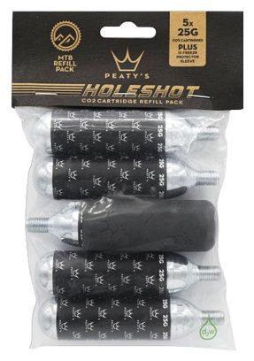Cartouches CO2 Peaty's Holeshot Recharge MTB 25 g (x5 Unités)