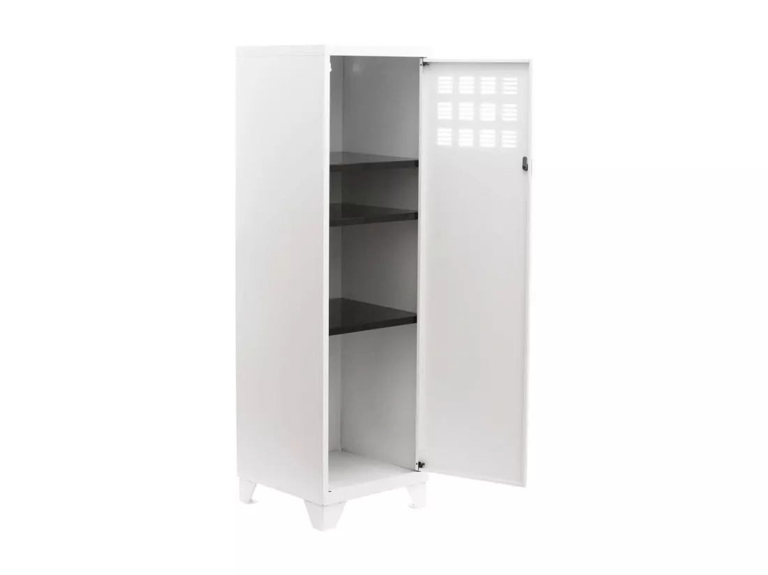 Armoire de rangement métal 1 porte Blanc mat