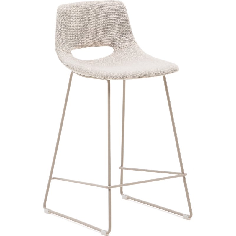 Tabouret Zahara beige et acier beige hauteur 65 cm