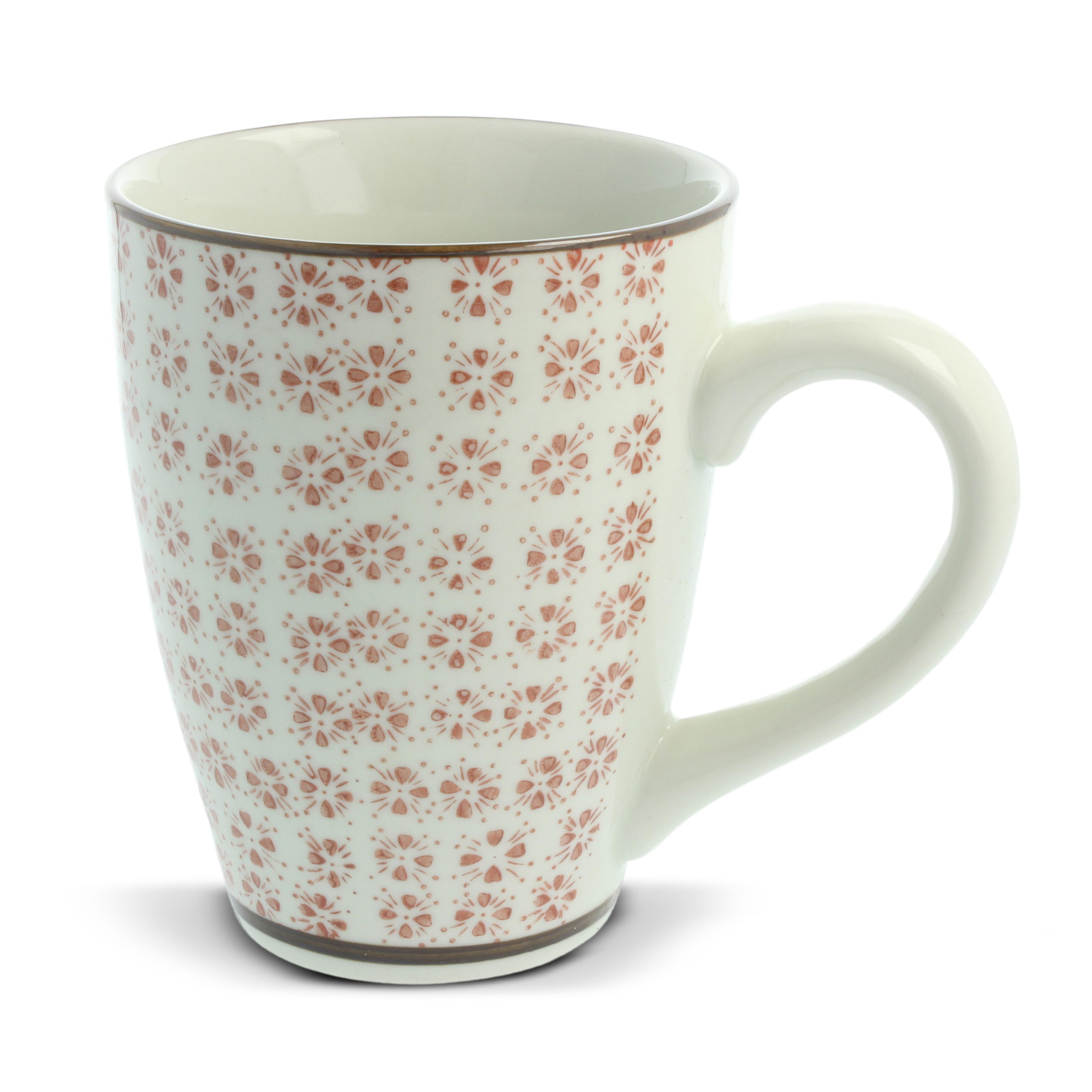 Tasse Gordes 'Breakfast', beige, rot, H 12 cm, Ø 9,5 cm zu 4,80