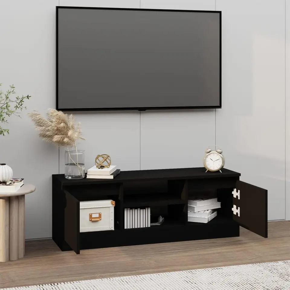 vidaXL - Tv-kast - Zwart - Bewerkt hout