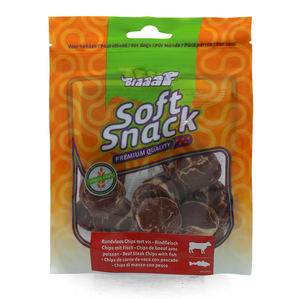 Braaaf Rund Steak Chips met Vis85 gr