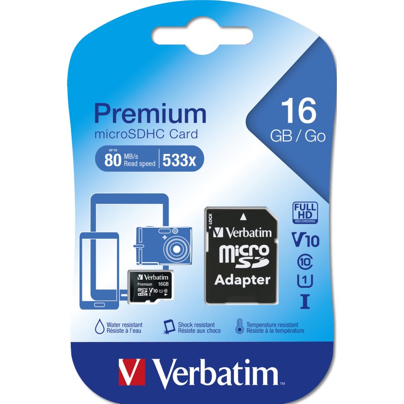 Verbatim Premium 16 Go MicroSDHC Classe 10