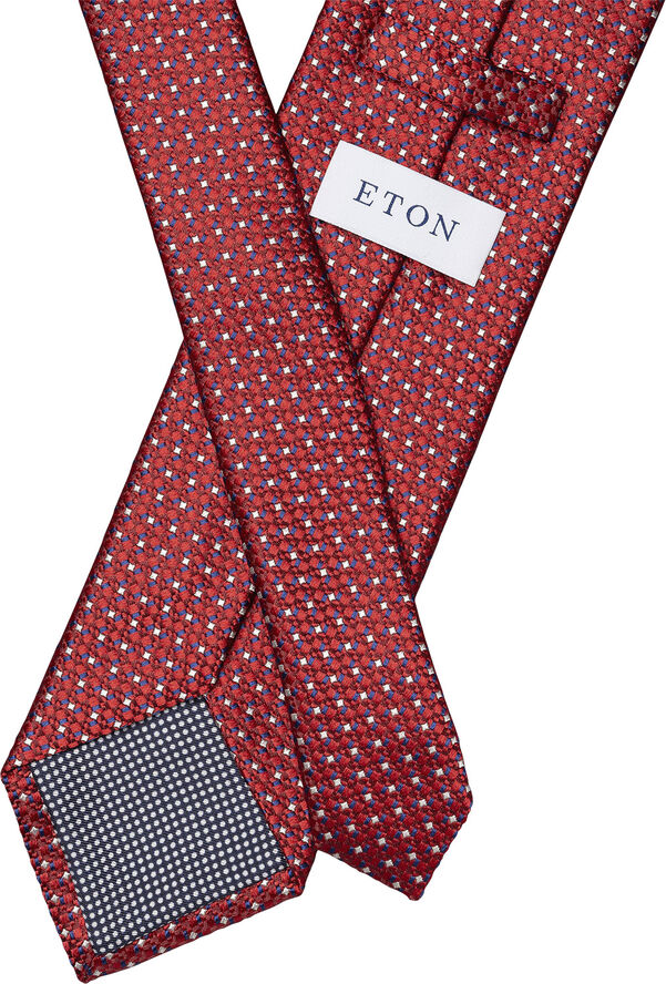 ETON Red Geometric Woven Silk Tie Rød
