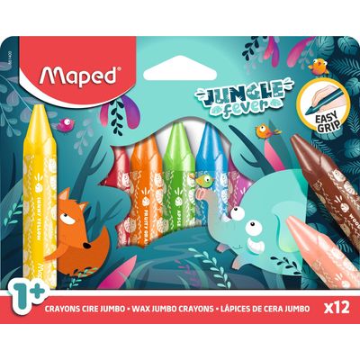 Maped Jungle Fever - 12 Crayons de cire WAX en pochette carton